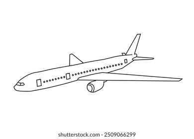 asa, viagem, turismo, férias, transporte, branco, aviação, transporte, avião, fundo, céu, esboço, único, abstrato, um, papel, ideia, ilustração, avião, mosca, gráfico, vetor, ícone, 