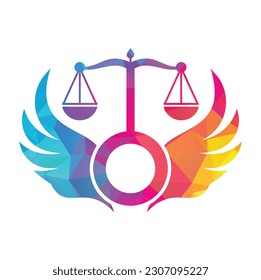 Wing law firm logo design vector design. Simple scales of attorney law logo vector.