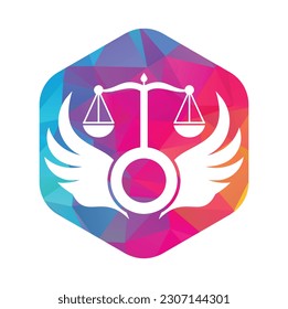 Wing law firm logo design vector design. Simple scales of attorney law logo vector.