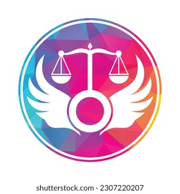 Wing law firm logo design vector design. Simple scales of attorney law logo vector.