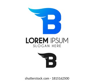 Wing letter B logo design. Bird fly for freedom