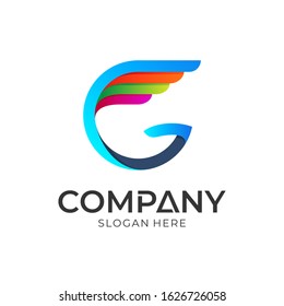 Wing letter g vector logo design template.