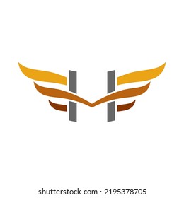 Wing and letter H combination Minimalist elegant logo design