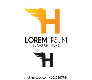 Wing letter H logo design. Bird fly for freedom