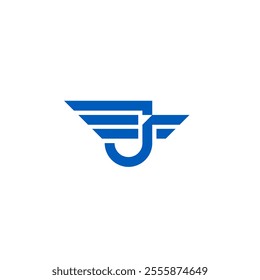 Wing Letter J as Jet Freight Logistic Delivery Logo Design Vector