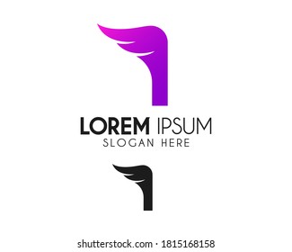 Wing letter I logo design. Bird fly for freedom