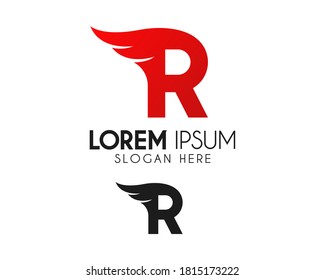 Wing letter R logo design. Bird fly for freedom