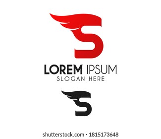 Wing letter S logo design. Bird fly for freedom