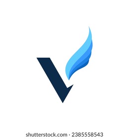 wing letter V logo ready for template