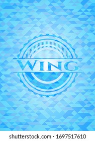 Wing light blue emblem with triangle mosaic background