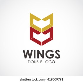 Wing line of flying abstract vector and logo design or template line business icon of company identity symbol concept
