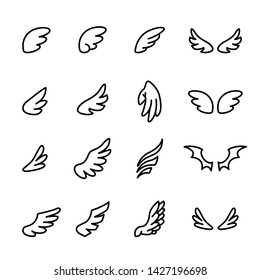 wing line icon set.flat vector eps10.