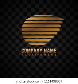 Wing linked image logo design with gold line