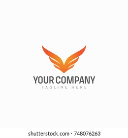 Wing logo abstract gold, winged logo company, wing minimalist icon