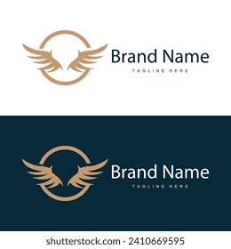 Wing logo black silhouette design simple minimalist bird wings vector illustration template