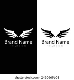 Wing logo black silhouette design simple minimalist bird wings vector illustration template
