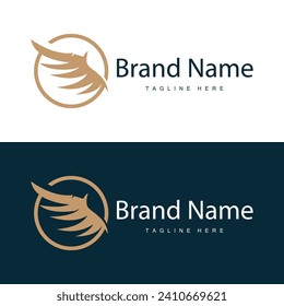 Wing logo black silhouette design simple minimalist bird wings vector illustration template