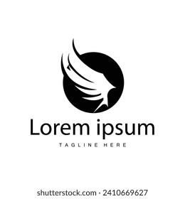 Wing logo black silhouette design simple minimalist bird wings vector illustration template