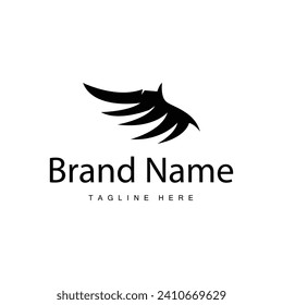 Wing logo black silhouette design simple minimalist bird wings vector illustration template