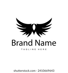 Wing logo black silhouette design simple minimalist bird wings vector illustration template