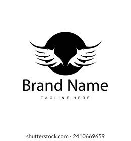 Wing logo black silhouette design simple minimalist bird wings vector illustration template
