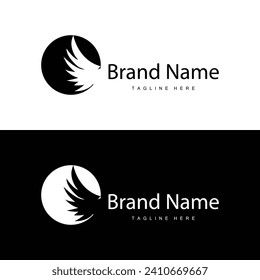 Wing logo black silhouette design simple minimalist bird wings vector illustration template