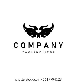 wing logo black silhouette design minimalist animal wings with simple black concept for business symbol or product brand template