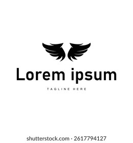 wing logo black silhouette design minimalist animal wings with simple black concept for business symbol or product brand template
