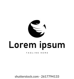 wing logo black silhouette design minimalist animal wings with simple black concept for business symbol or product brand template