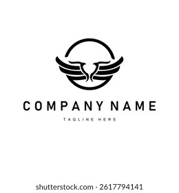 wing logo black silhouette design minimalist animal wings with simple black concept for business symbol or product brand template