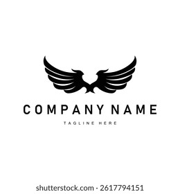 wing logo black silhouette design minimalist animal wings with simple black concept for business symbol or product brand template