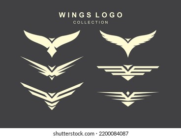 wing logo collection vector isolatted black