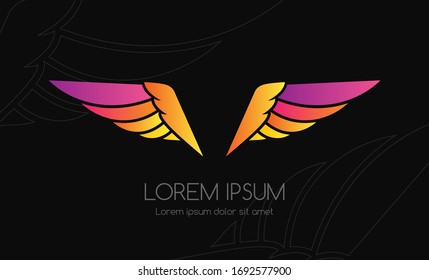 Wing logo. Coloful vector emblem in simple style.