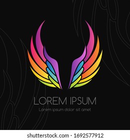 Logo de Wing. Emblema vectorial colorido en estilo simple.