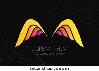 Wing logo. Coloful vector emblem in simple style.