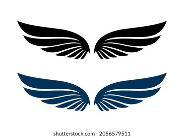 Wing logo company, Abstract wing logo vector, Animal wing design concept, vector wing pair isolated black on white Background