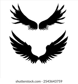 Wing logo company, Abstract wing logo vector, Animal wing design concept, vector wing pair isolated black on white Background