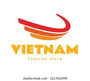 Diseño del logotipo de ala, curva abstracta de ala estilizada. Inspiración en el logo de la cultura vietnamita. Logo creativo para la libertad, el crecimiento, el progreso, el concepto de desarrollo. Usable para logotipos de marcas y negocios.
