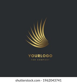 Wing Logo design concept vector template with golden color icon in Vision Logotype concept idea