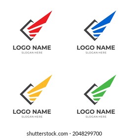 wing logo design with flat colorful style