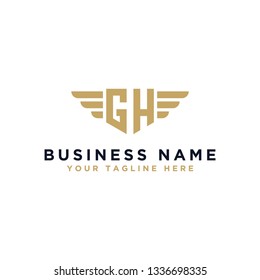 wing logo design, Initial GH. - Vector