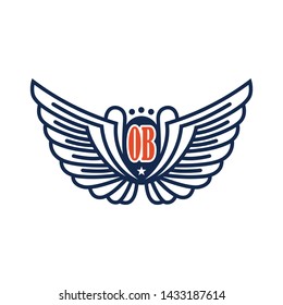 wing logo design with the letter OB