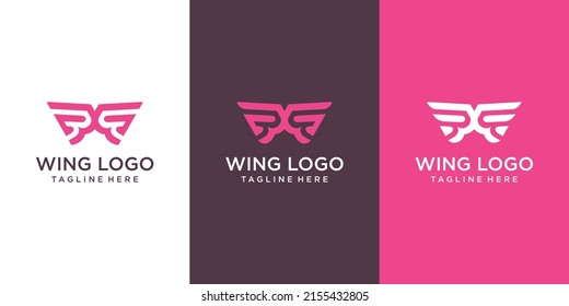 Wing logo design with modern creative concept Premium Vector