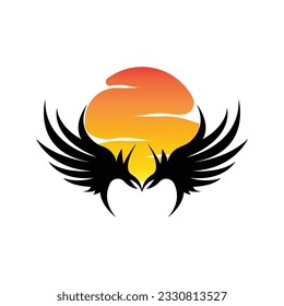 Wing Logo Design, Vector Eagle Falcon Wings, Beauty Flying Bird, Illustration Symbol