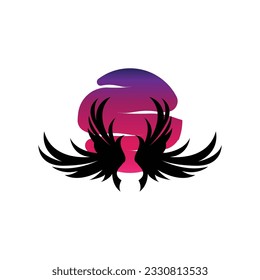 Wing Logo Design, Vector Eagle Falcon Wings, Beauty Flying Bird, Illustration Symbol