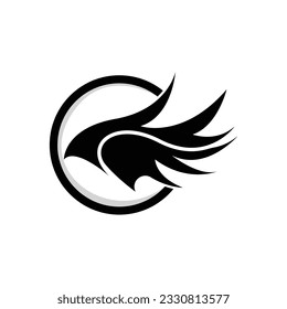 Wing Logo Design, Vector Eagle Falcon Wings, Beauty Flying Bird, Illustration Symbol