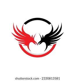 Wing Logo Design, Vector Eagle Falcon Wings, Beauty Flying Bird, Illustration Symbol