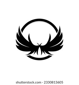 Wing Logo Design, Vector Eagle Falcon Wings, Beauty Flying Bird, Illustration Symbol