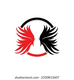 Wing Logo Design, Vector Eagle Falcon Wings, Beauty Flying Bird, Illustration Symbol