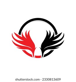Wing Logo Design, Vector Eagle Falcon Wings, Beauty Flying Bird, Illustration Symbol